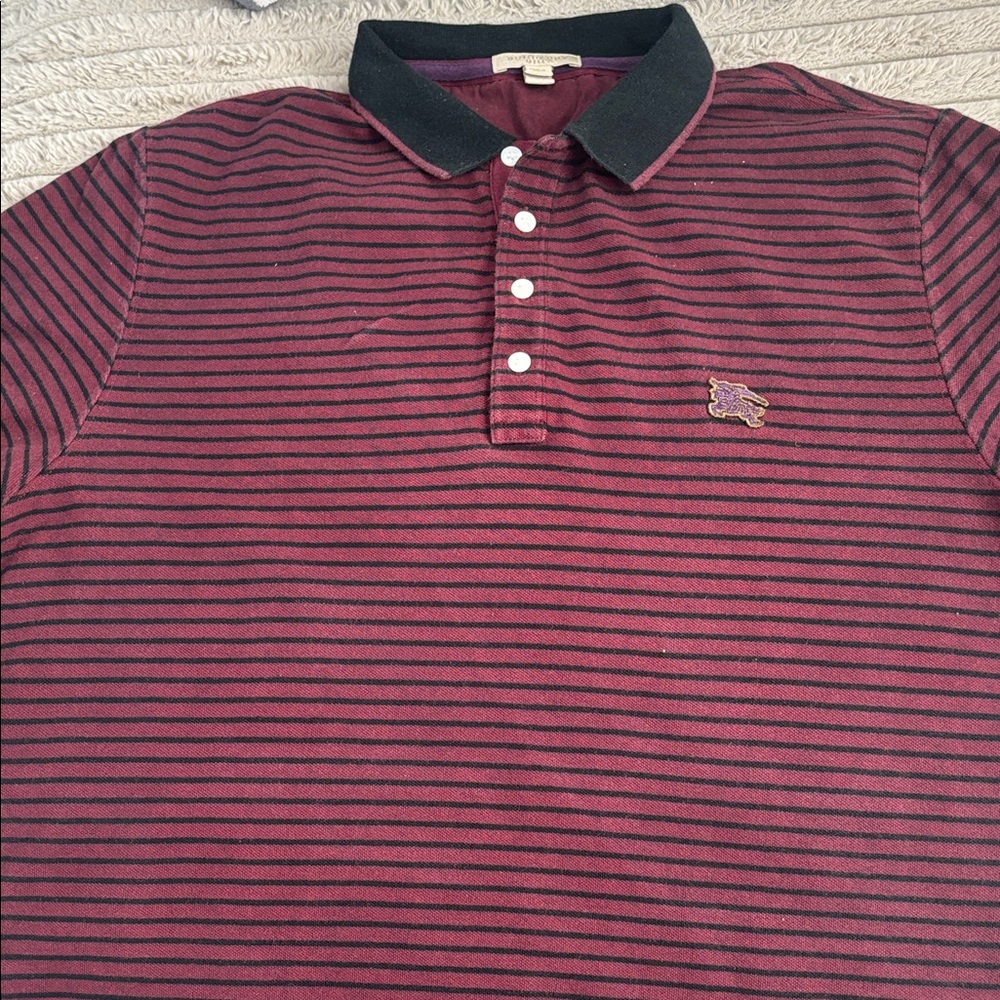 Burberry Burgundy and Black Polo Shirt